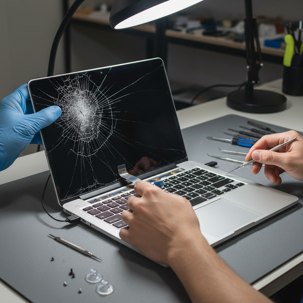 Screen being replaced on a macbook