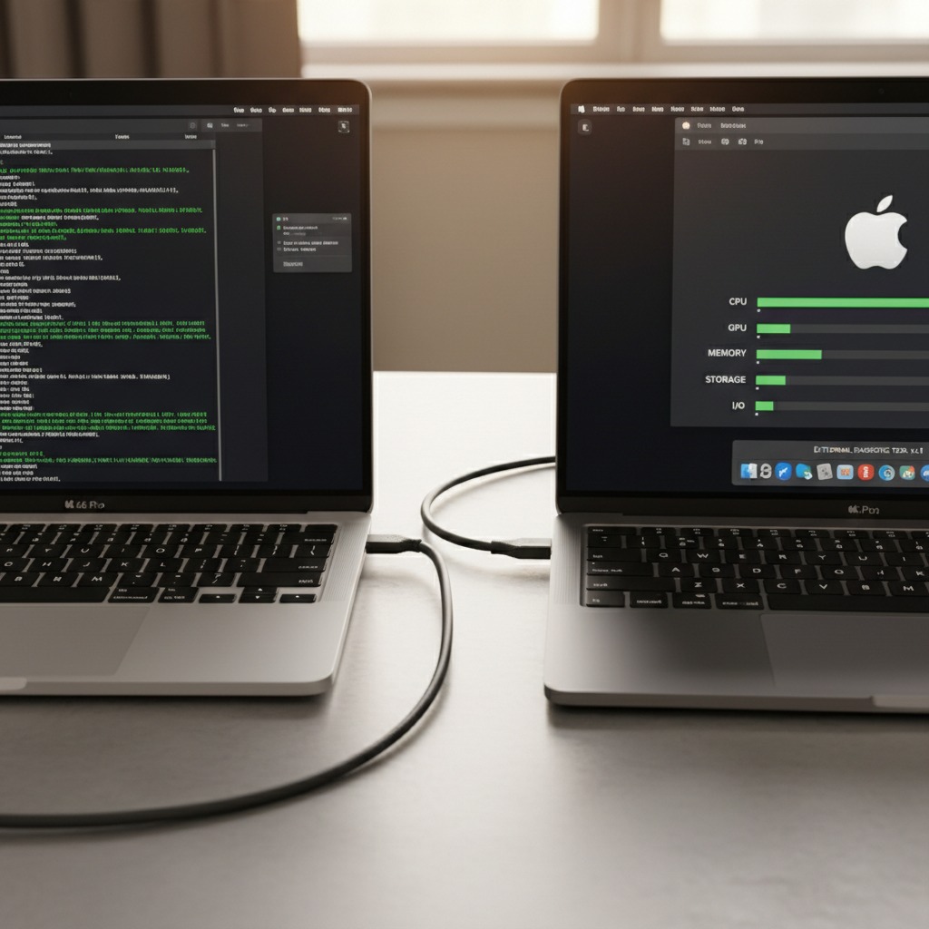 Macbook plugged in to another having diagnostics